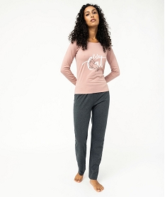 GEMO Pyjama bicolore avec motif femme rose vif