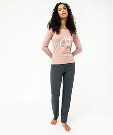 pyjama bicolore avec motif femme rose pyjamas ensembles vestesJ908901_1