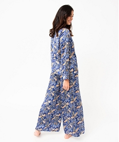 pyjama en satin femme   chemise et pantalon bleu pyjamas ensembles vestesJ909001_4
