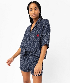 pyjashort fluide a haut chemise femme - lulucastagnette bleuJ909201_2