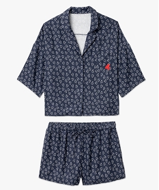 pyjashort fluide a haut chemise femme - lulucastagnette bleuJ909201_4