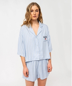pyjashort a rayures femme - lulucastagnette bleuJ909501_2
