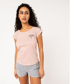 GEMO Pyjashort en coton bicolore femme Rose