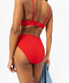 bas de maillot de bain taille haute en maille gaufree femme rougeJ910701_2