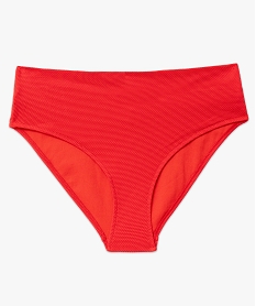 bas de maillot de bain taille haute en maille gaufree femme rougeJ910701_4