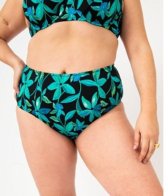 GEMO Bas de maillot de bain à motifs fleuris femme grande taille Noir