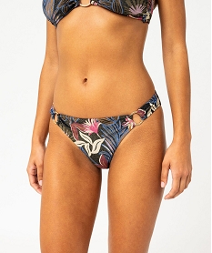 GEMO Bas de maillot de bain pailleté à motifs fleuris forme culotte femme Noir