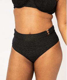 GEMO Bas de maillot de bain grande taille pailleté taille haute femme Noir