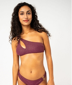 GEMO Haut de maillot de bain pailleté forme brassière asymétrique femme Violet