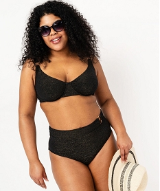 GEMO Haut de maillot de bain grande taille emboitant et pailleté femme Noir