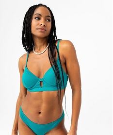 GEMO Haut de maillot de bain corbeille en maille gaufrée femme bleu standard
