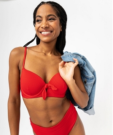 GEMO Haut de maillot de bain forme corbeille en maille gaufrée femme Rouge