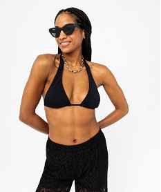 GEMO Haut de maillot de bain triangle en maille gaufrée femme noir standard