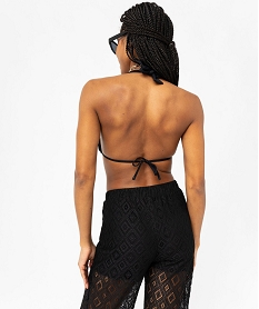 haut de maillot de bain triangle en maille gaufree femme noirJ915201_2