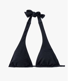 haut de maillot de bain triangle en maille gaufree femme noirJ915201_4