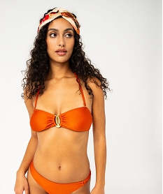 haut de maillot de bain forme bandeau en maille scintillante femme orangeJ916101_1