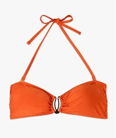 haut de maillot de bain forme bandeau en maille scintillante femme orangeJ916101_4