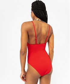 maillot de bain une piece forme corbeille en maille gaufree femme rougeJ917101_3