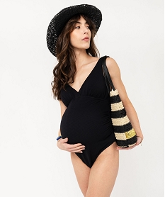 GEMO Maillot de bain de grossesse 1 pièce uni noir standard