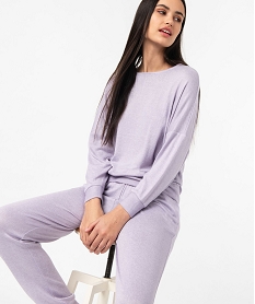 pantalon de pyjama en maille fine femme violet bas de pyjamaJ918001_1