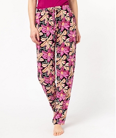 GEMO Pantalon de pyjama fluide femme noir standard