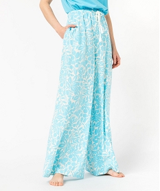 pantalon de pyjama ample a motifs fleuris femme bleuJ918401_1