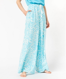 GEMO Pantalon de pyjama ample à motifs fleuris femme bleu standard