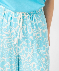 pantalon de pyjama ample a motifs fleuris femme bleuJ918401_2