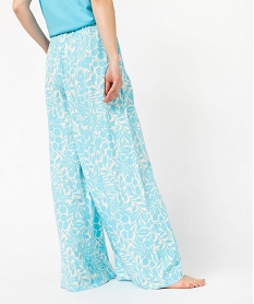 pantalon de pyjama ample a motifs fleuris femme bleu bas de pyjamaJ918401_3
