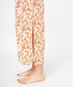 pantalon de pyjama imprime fendu sur les cotes femme orangeJ918601_2