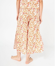 pantalon de pyjama imprime fendu sur les cotes femme orange bas de pyjamaJ918601_3
