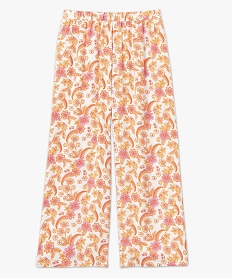 pantalon de pyjama imprime fendu sur les cotes femme orangeJ918601_4
