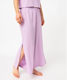 GEMO Pantalon de pyjama contenant du lin coupe large femme Violet