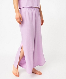 GEMO Pantalon de pyjama contenant du lin coupe large femme violet standard