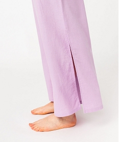 pantalon de pyjama contenant du lin coupe large femme violet pyjamas ensembles vestesJ918701_2