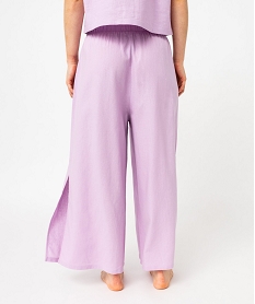 pantalon de pyjama contenant du lin coupe large femme violet pyjamas ensembles vestesJ918701_3
