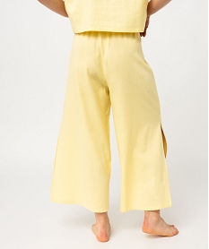 pantalon de pyjama contenant du lin coupe large femme jauneJ918801_3