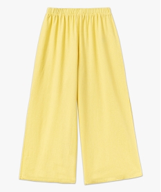 pantalon de pyjama contenant du lin coupe large femme jaune pyjamas ensembles vestesJ918801_4