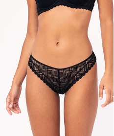 GEMO Tanga en microfibre et dentelle femme kaki vif
