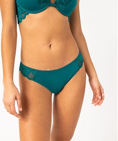 GEMO Culotte microfibre avec dos en dentelle femme bleu canard