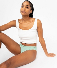 GEMO Culotte en coton stretch avec ceinture dentelle femme (lot de 2) vert standard