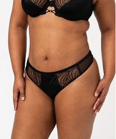 GEMO String en microfibre et dentelle femme grande taille kaki vif