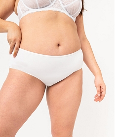 GEMO Shorty en microfibre et dentelle femme grande taille (lot de 2) Blanc