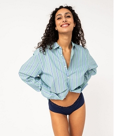 GEMO Shorty en coton stretch avec ceinture dentelle femme (lot de 2) bleu standard