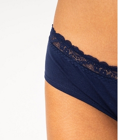 shorty en coton stretch avec ceinture dentelle femme (lot de 2) bleuJ928901_2