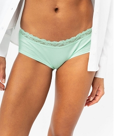 GEMO Shorty en coton stretch avec ceinture dentelle femme (lot de 2) Vert