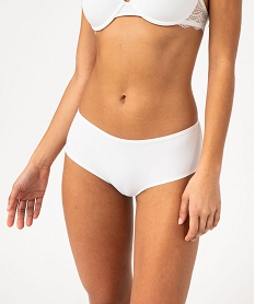 GEMO Shorty en dentelle et microfibre femme Blanc