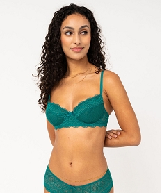 GEMO Soutien-gorge à armatures forme corbeille en dentelle vert emeraude