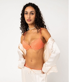 GEMO Soutien-gorge corbeille en dentelle à armatures femme Rose