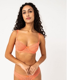 GEMO Soutien-gorge forme corbeille en dentelle femme Rose